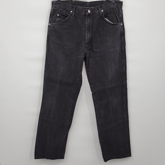 Wrangler Men Black 100% Cotton 12" High Rise Straight Jeans Size 36 - Picture 1 of 11